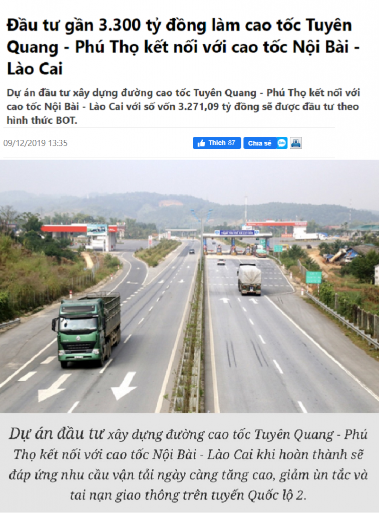 Tuyến đường cao tốc Tuyên Quang - Phú Thọ kết nối Vinpearl Mỹ Lâm Tuyên Quang