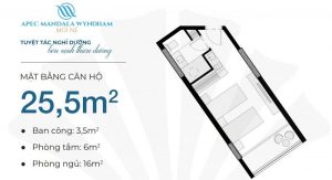Thiết kế căn hộ 25,5m2 Apec Mandala Wyndham Mũi Né - Phan Thiết