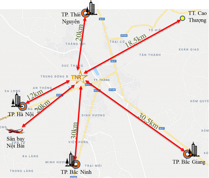 Kết nối giao thông dự án TNR Stars Thắng City - Bắc Giang
