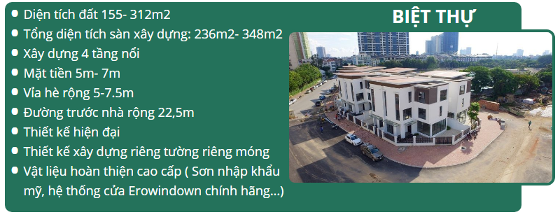 Thông tin chung biệt thự dự án Hoàng Thành Villas Mỗ Lao
