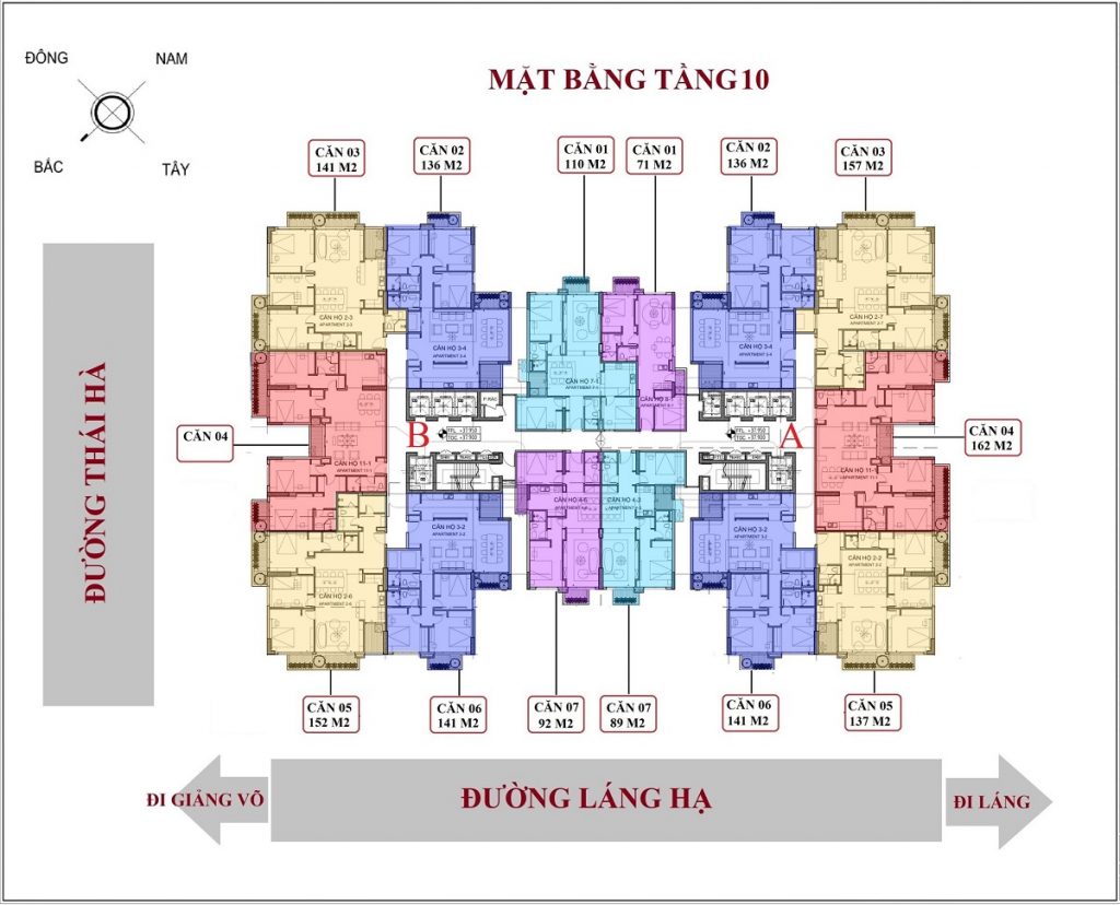 Mặt bằng tầng 10 chung cư Green Diamond 93 Láng Hạ