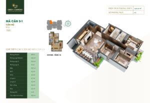 Thiết kế căn hộ 1 dự án Green Diamond 93 Láng Hạ - Vinaconex