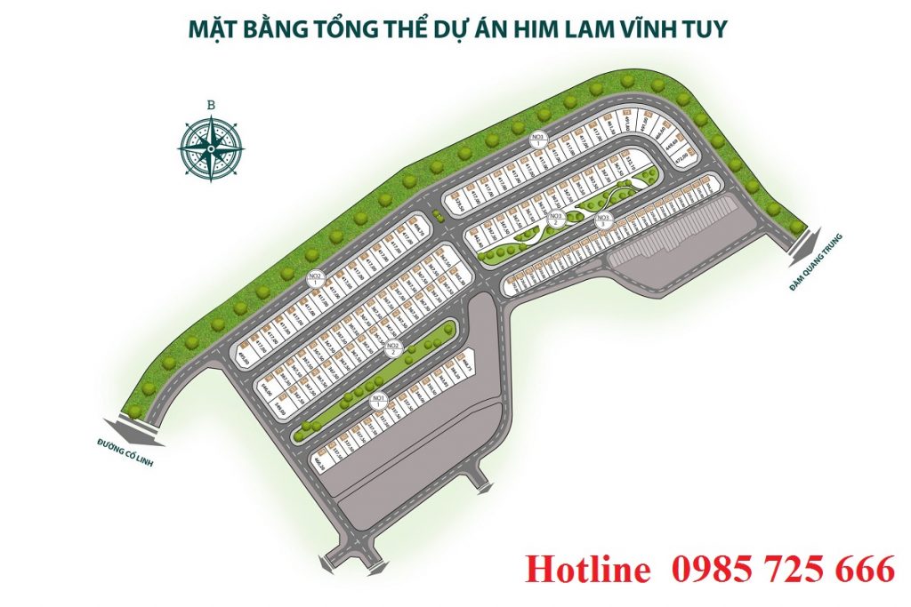 Mặt bằng phân lô chuẩn dự án Himlam Vĩnh Tuy Cổ Linh - Long Biên