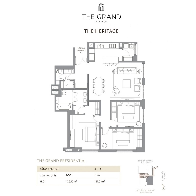 Thiết kế căn hộ 2 dự án The Grand Hà Nội 22 Hàng Bài Masterise Homes