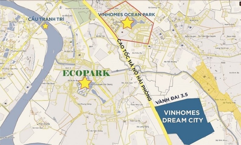 Vị trí dự án Vinhomes Dream City Văn Giang - Hưng Yên