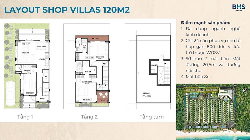 Thiết kế Shop Villas 120m2 biệt thự Wyndham Garden Sonasea Vân Đồn
