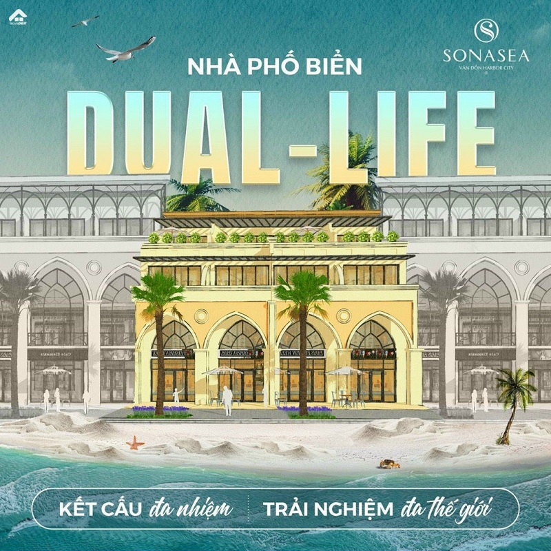 Phối cảnh nhà phố biển dual life Sonasea Silk Path Vân Đồn - CEO Group
