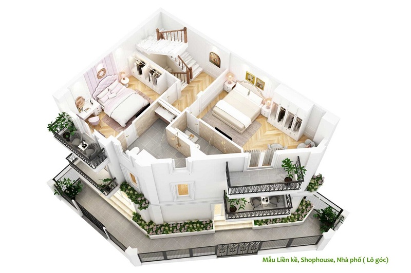 Thiết kế shophouse lô góc dự án Golden Trâu Quỳ - Gia Lâm - TQ5 Thiên Minh Đức
