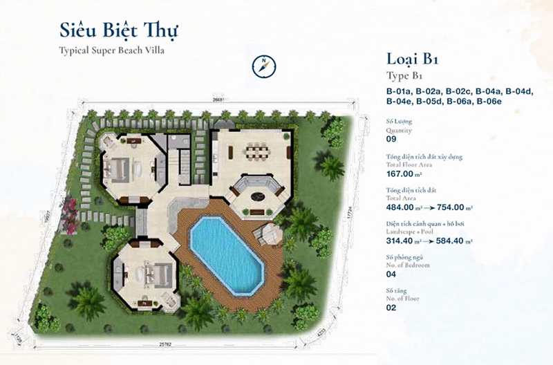 Thiết kế biệt thự loại B1-2 dự án Cam Ranh Bay Hotel & Resort