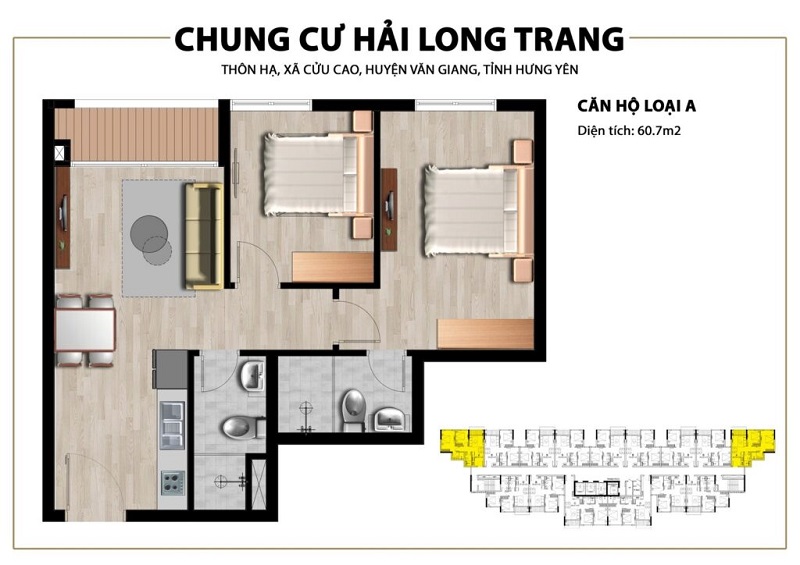 Thiết kế căn hộ A dự án chung cư Trust City Văn Giang - Hải Long Trang