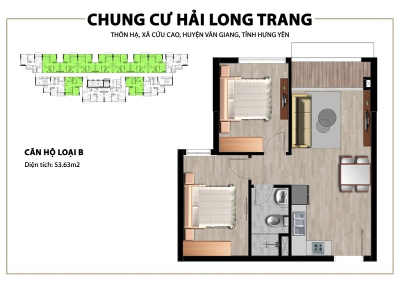 Thiết kế căn hộ B dự án chung cư Trust City Văn Giang - Hải Long Trang