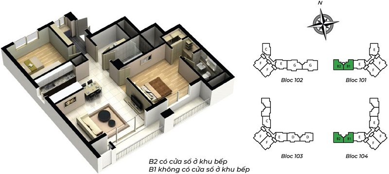 Thiết kế căn hộ B1-B2 Essensia Splendora dự án Mailand Hà Nội City Bắc An Khánh