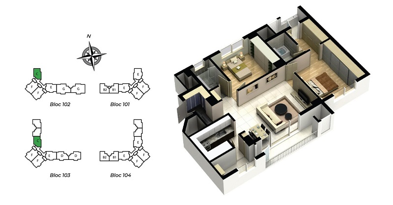 Thiết kế căn hộ C Essensia Splendora dự án Mailand Hà Nội City Bắc An Khánh