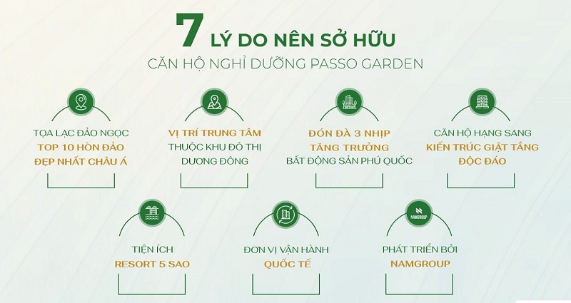 Lí do nên sở hữu căn hộ dự án Passo Garden Dương Đông - Phú Quốc Nam Group