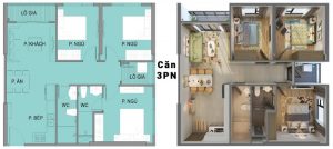 Căn hộ 3 phòng ngủ dự án Vinhomes Smart City
